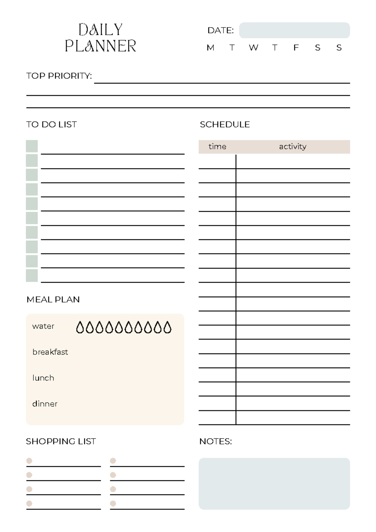 White Aesthetic Elegant Daily Planner - social sciences - M T W T F S S ...