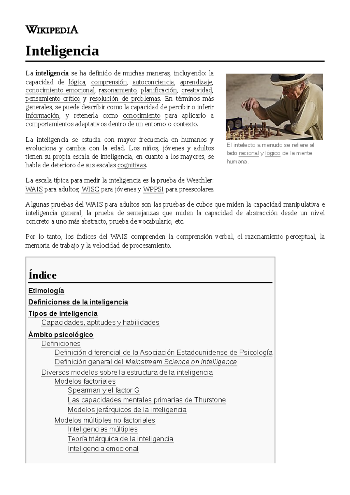 Inteligencia - el mejor documento - El intelecto a menudo se refiere al ...