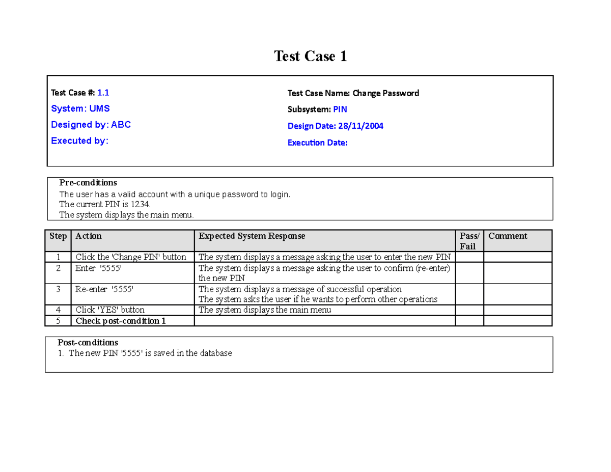 UMS testcases - Srs document - Test Case #: 1. System: UMS Designed by ...