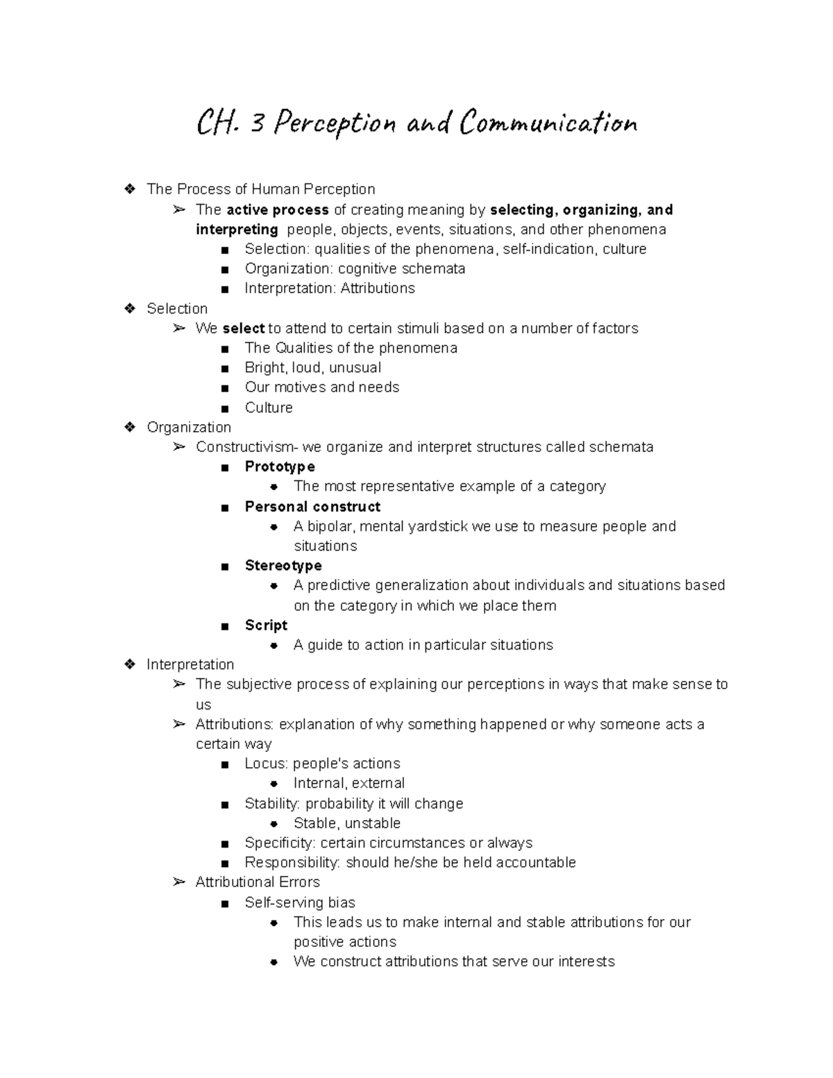 COMM 245 - CH. 3 Perception and Communication - C. 3 Perto d Cunin The ...
