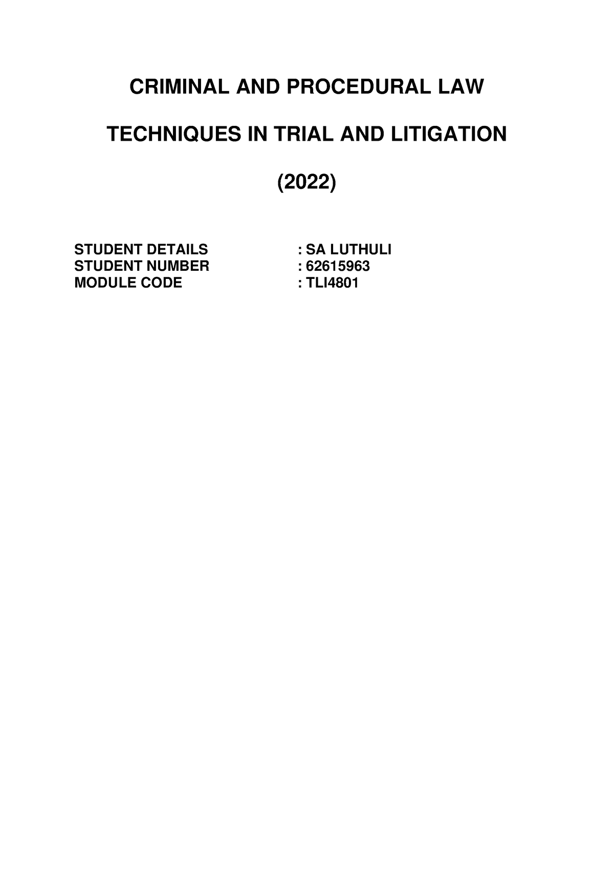 TLI - Bail proceedings - CRIMINAL AND PROCEDURAL LAW TECHNIQUES IN ...