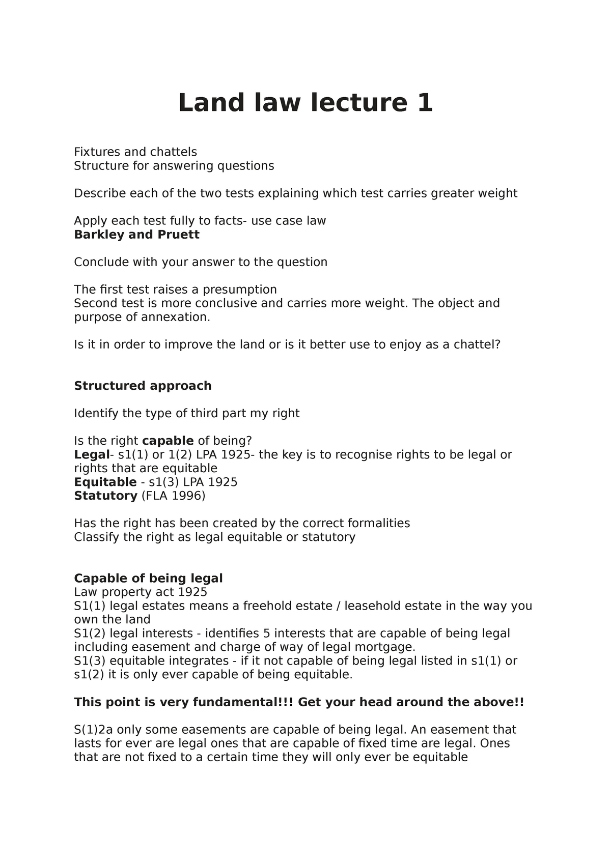 land law fixtures and chattels essay