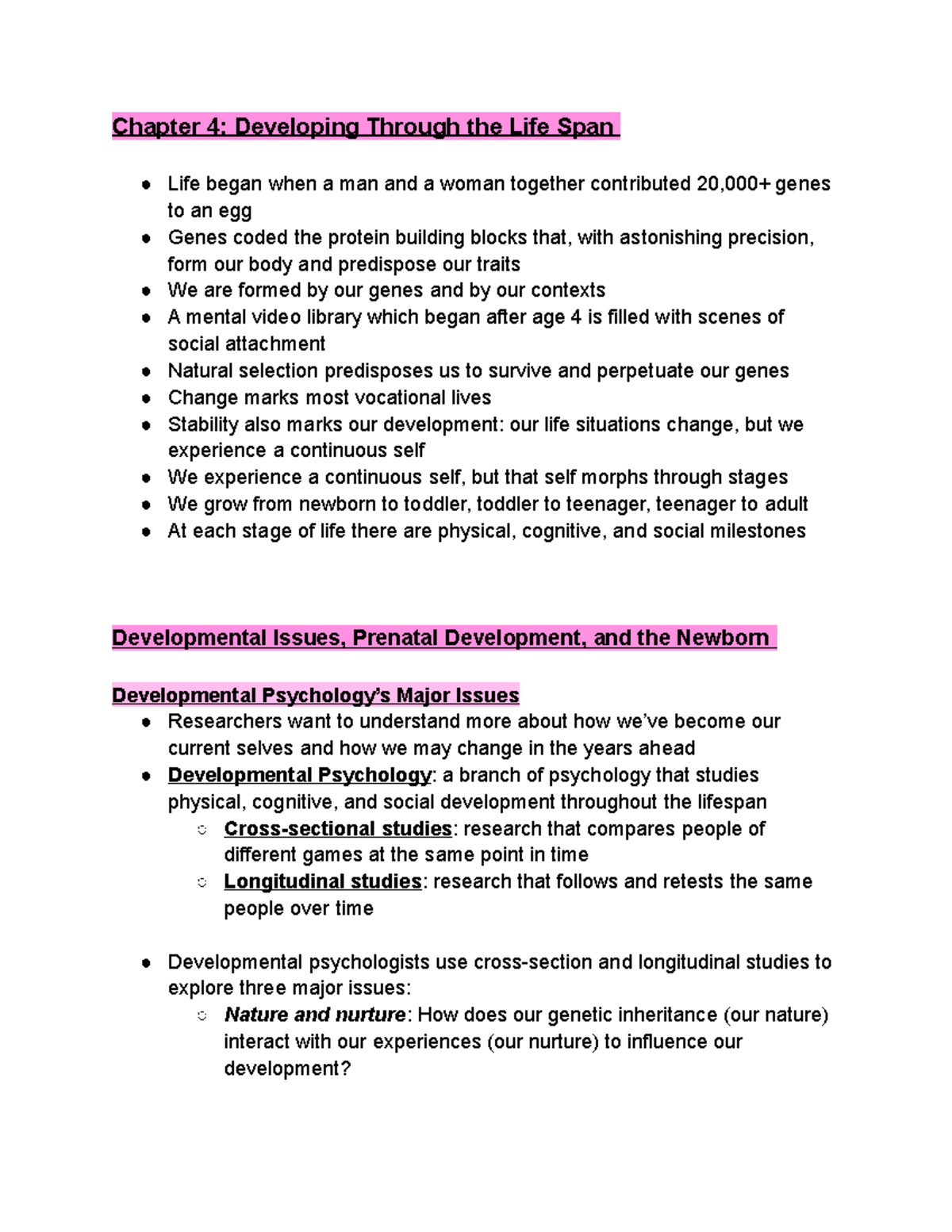 PSY 101 Chapter 4 Development - Chapter 4: Developing Through The Life ...