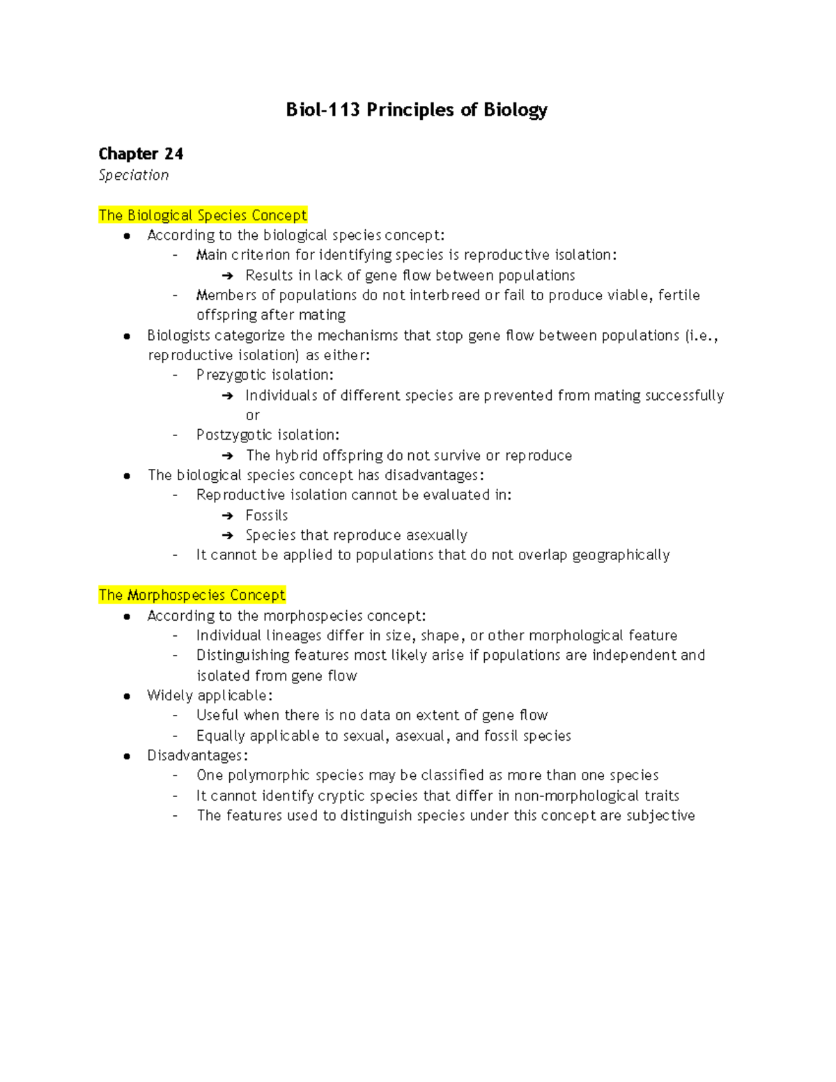 Biol-113 Principles of Biology Chapter 24 pt. 3 - Biol-113 Principles ...