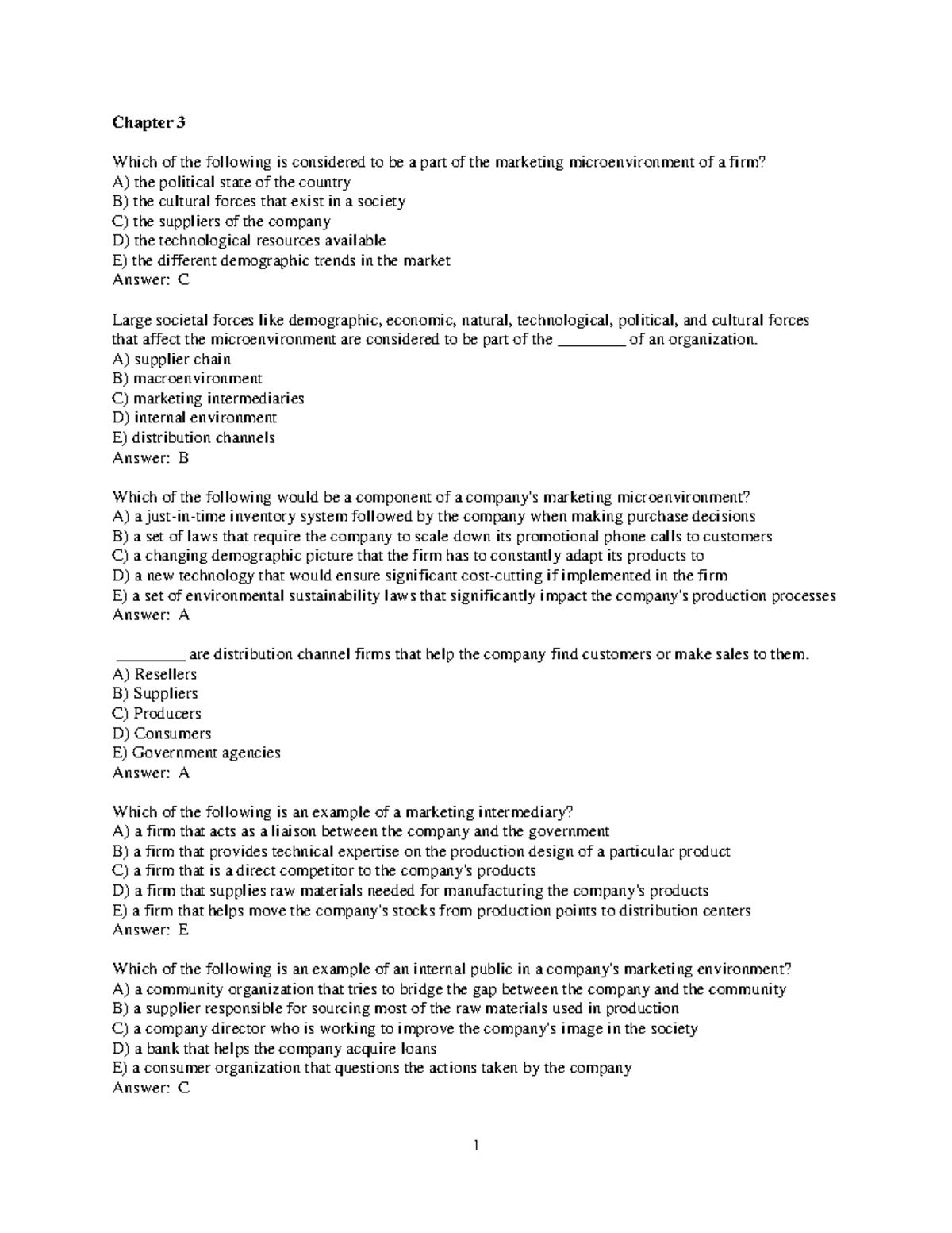 Marketing - Chapter 3 - Practice - Chapter 3 Which of the following is ...