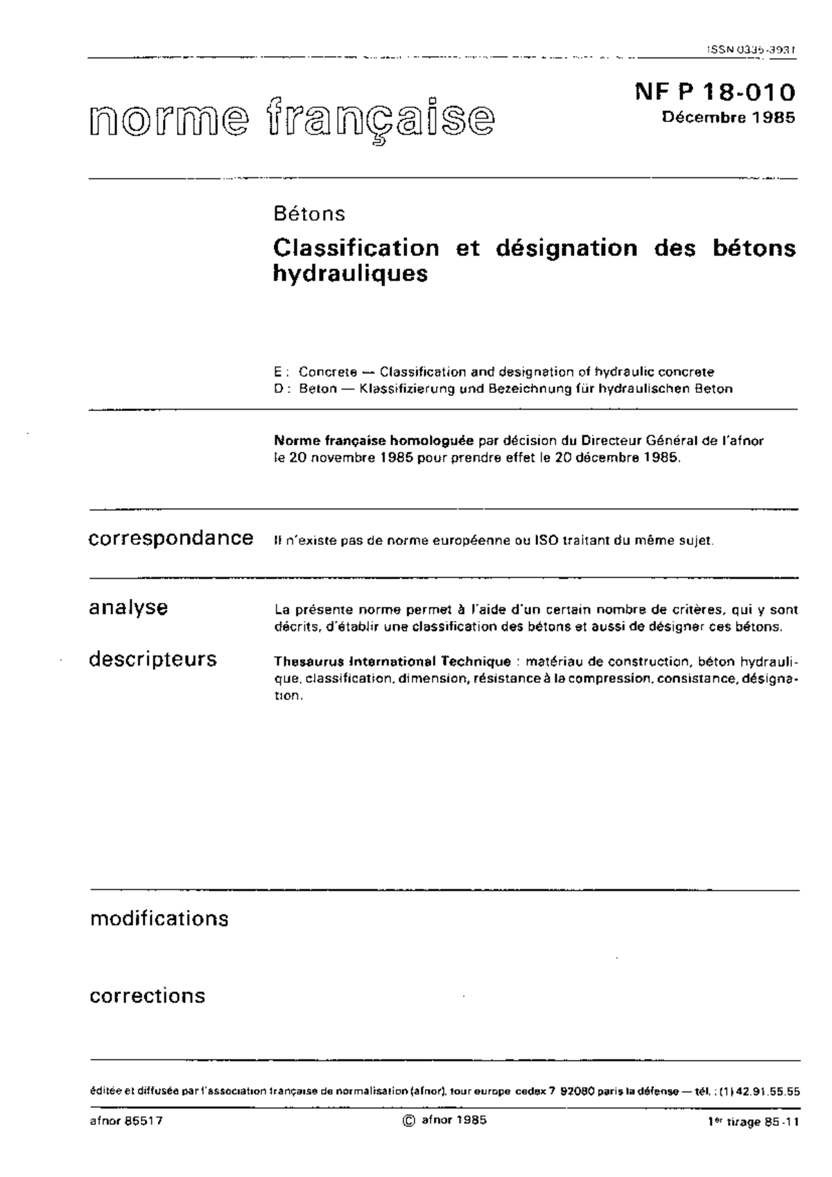 P18-010 Béton (classification et désignation) - Génie Civil - Studocu