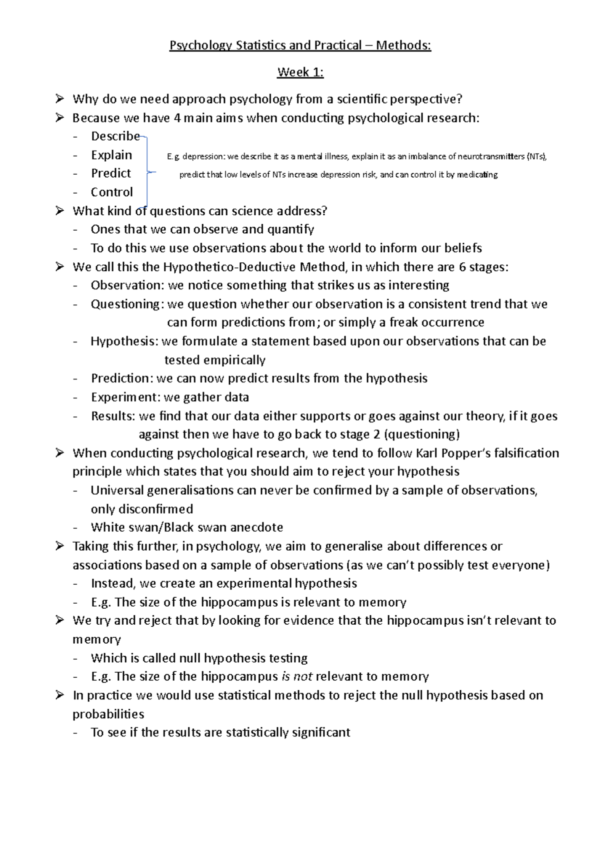 Methods - Lecture notes All - Psychology Statistics and Practical ...