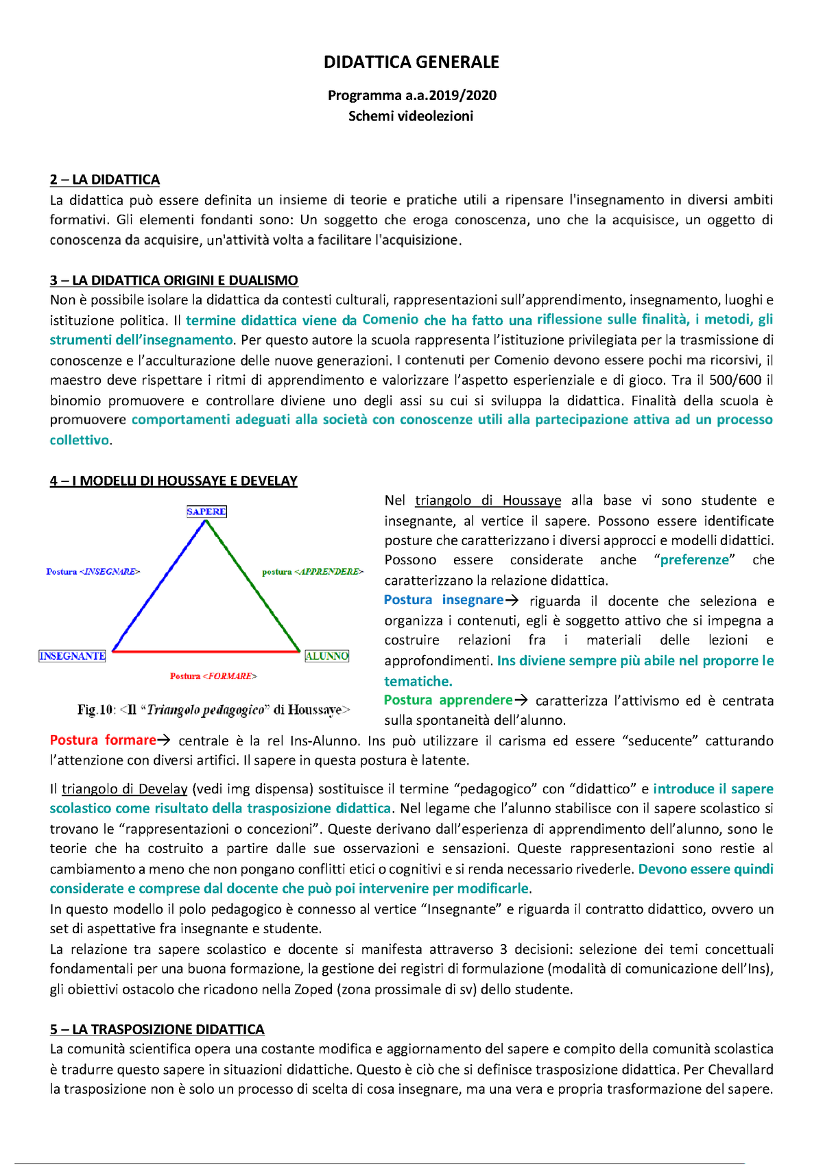 Riassunto Didattica Generale Nuovo - DIDATTICA GENERALE Programma A.a ...