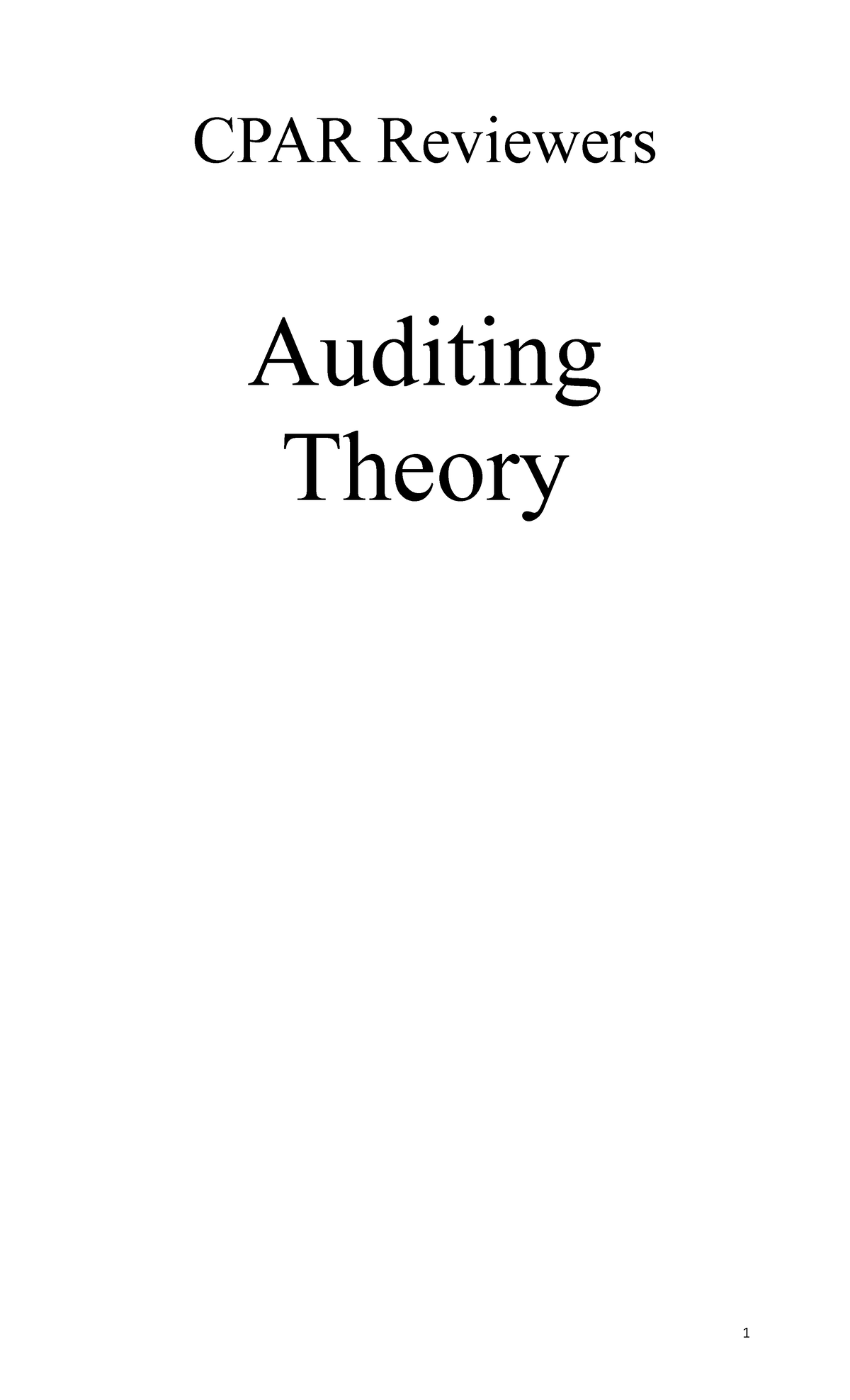 Auditing Theory CPAR - Practice Material - CPAR Reviewers Auditing ...