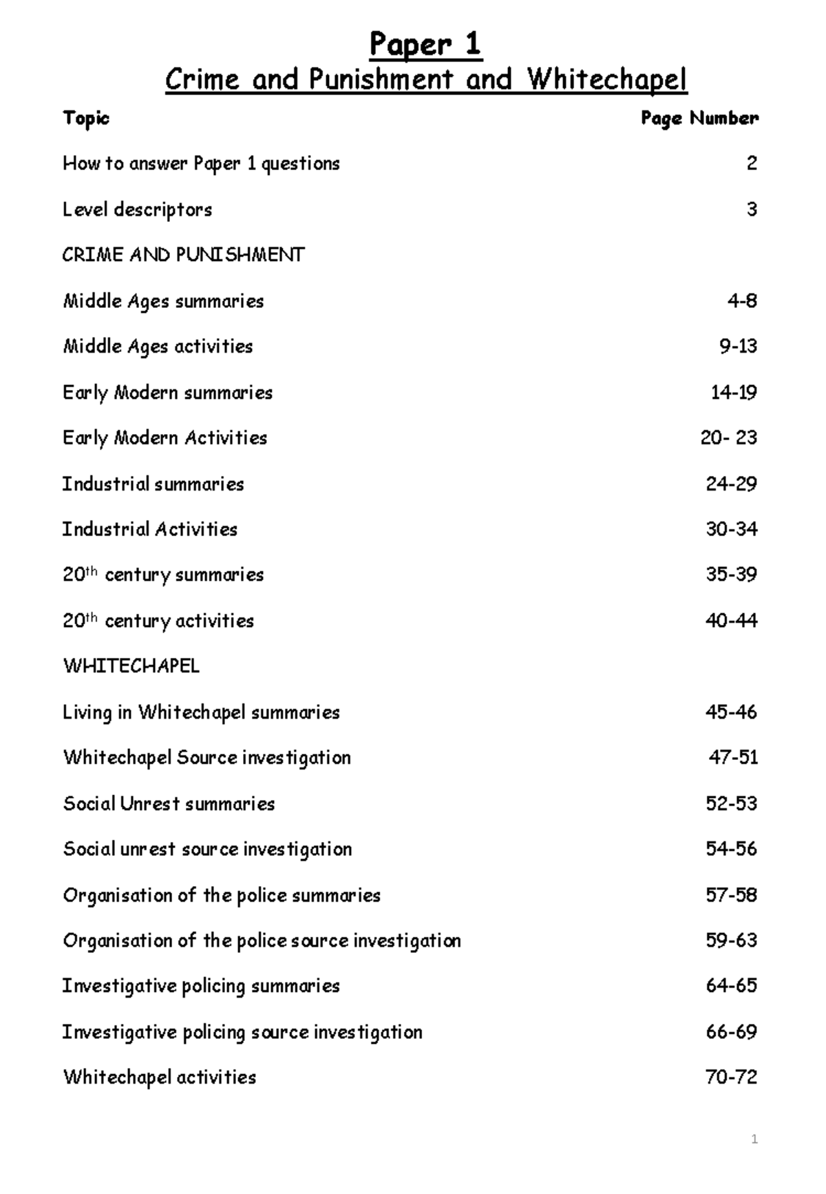 Crime Revision Booklet 2021 Crime And Punishment And Whitechapel Paper How To Answer Paper 1 7539