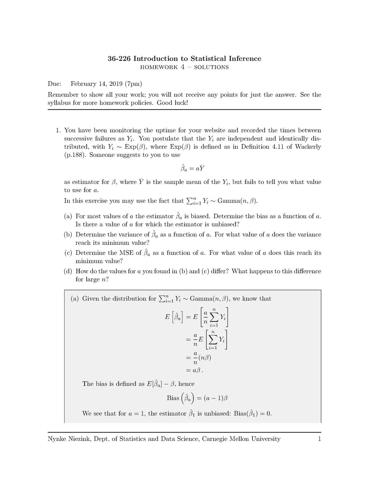 Homework 4 Solutions 36 226 Cmu Studocu