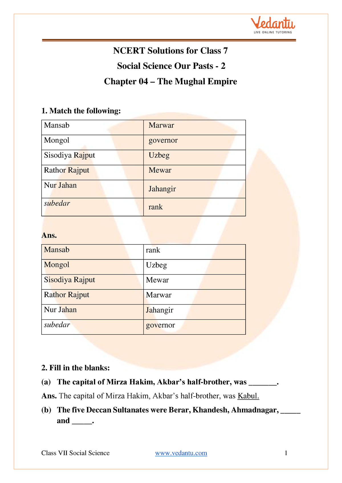 Class 7 Social Science Our Pasts-2 Chapter 4 - NCERT Solutions For ...