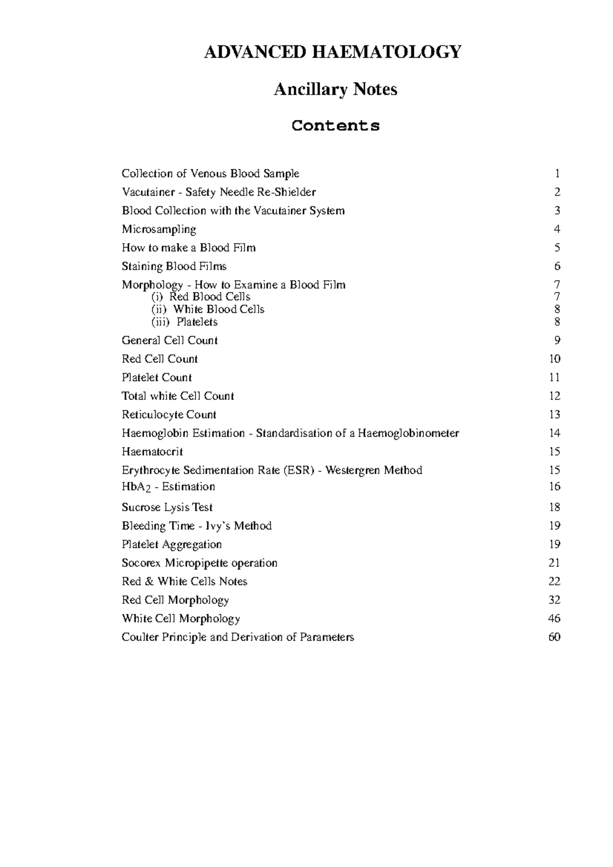 Ancillarynotes good homework ADVANCED HAEMATOLOGY Ancillary Notes
