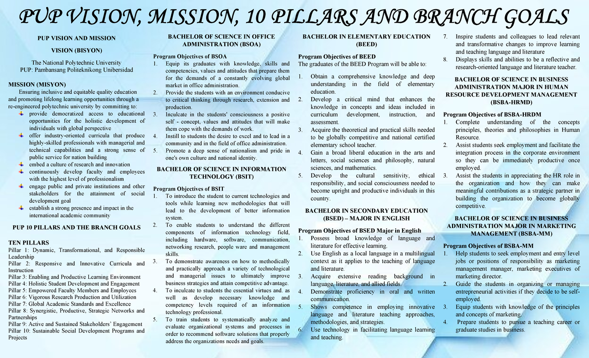 Program invitation-2 - PUP VISION AND MISSION VISION (BISYON) The ...