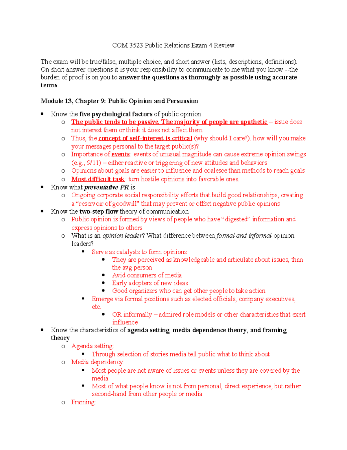 E4 Review Fall20 - Professor Jim Daglish - COM 3523 Public Relations ...