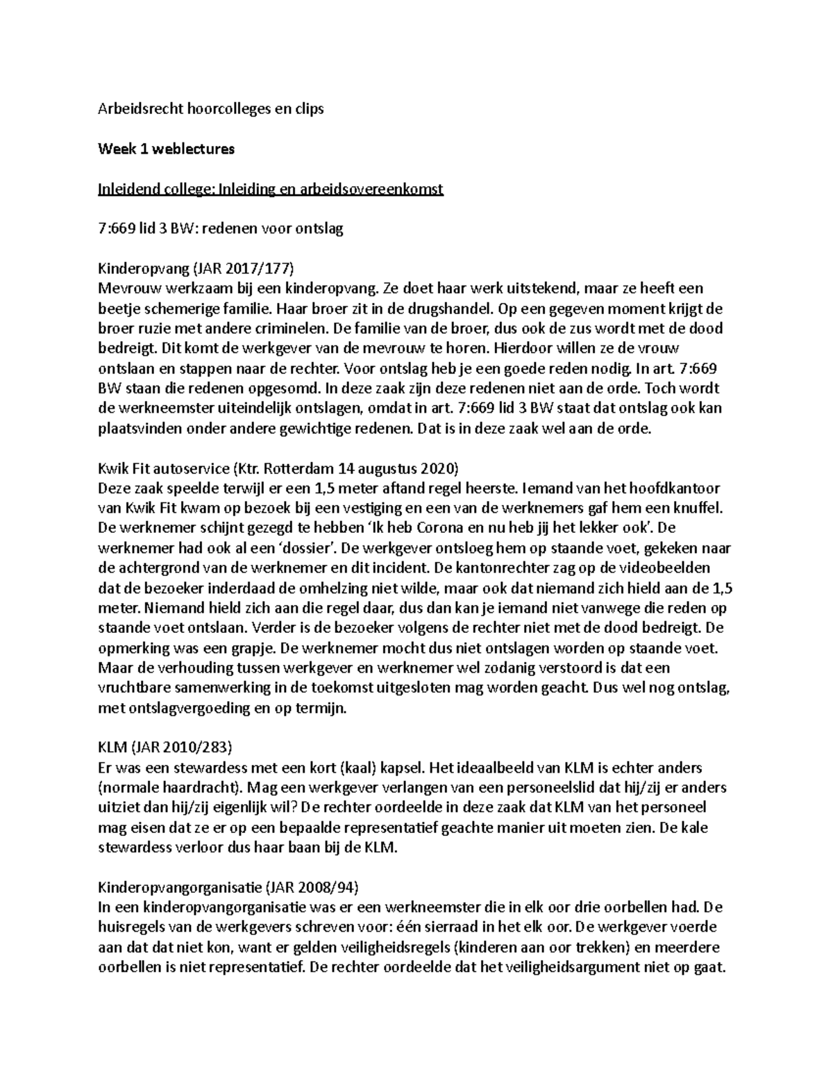 Arbeidsrecht Hoorcolleges En Clips 2021/2022 - Arbeidsrecht ...