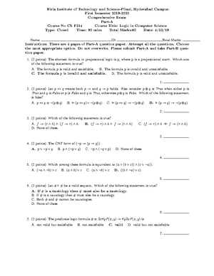 Prog Verification 7 Dec 2022 - BITS Pilani Hyderabad Campus Logic in ...