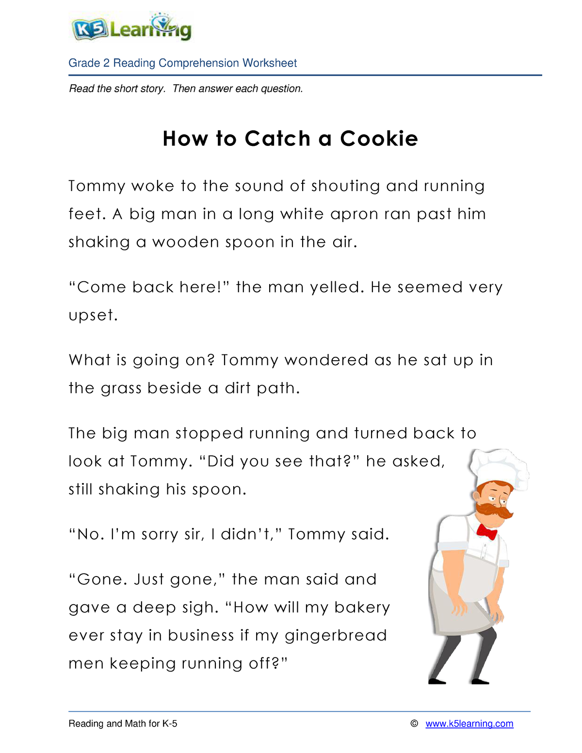 Grade 2 Story How To Catch A Cookie Read The Short Story Then Answer