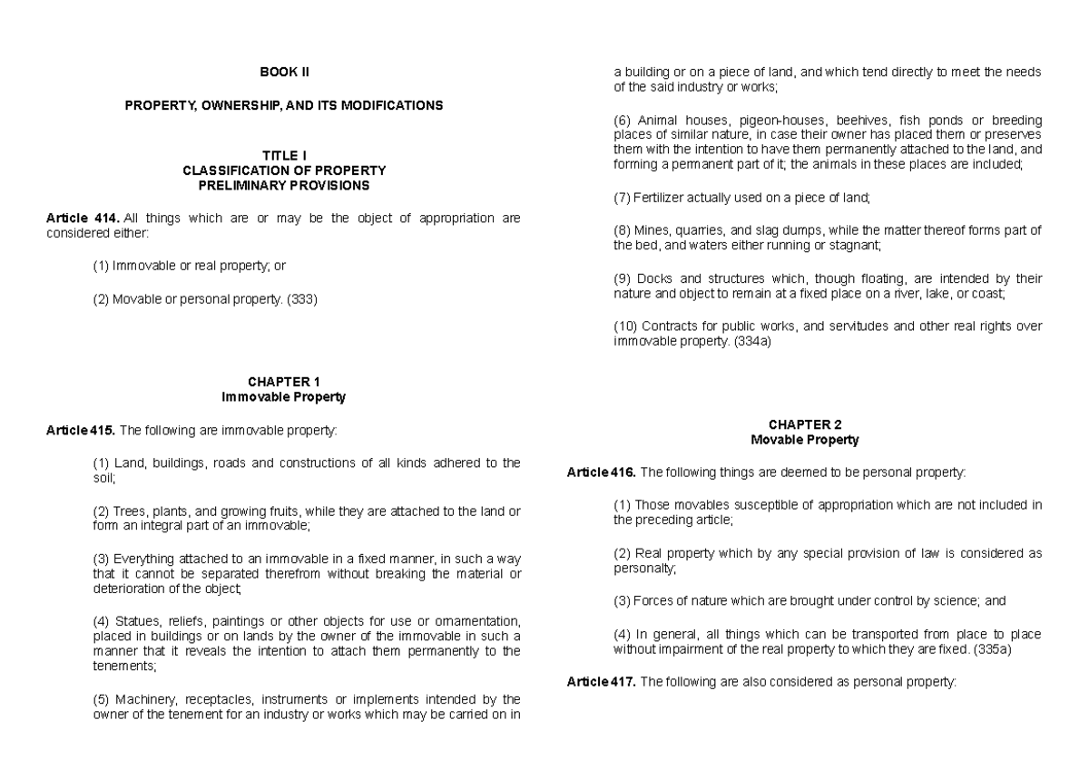 BOOK II Property Ownership AND ITS Modif - BOOK II PROPERTY, OWNERSHIP ...