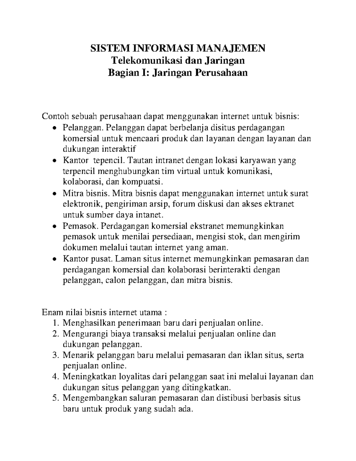 Sistem Informasi Manajemen - Bab 6 Bagian I - SISTEM INFORMASI ...