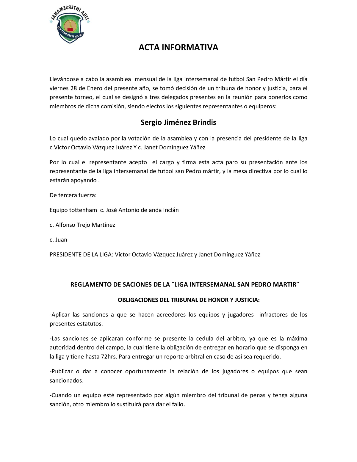 Acta Informativa Acta Informativa Llev·ndose A Cabo La Asamblea Mensual De La Liga 8906