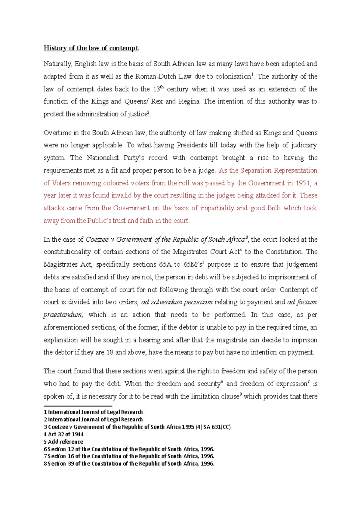 History of the law of contempt - History of the law of contempt ...