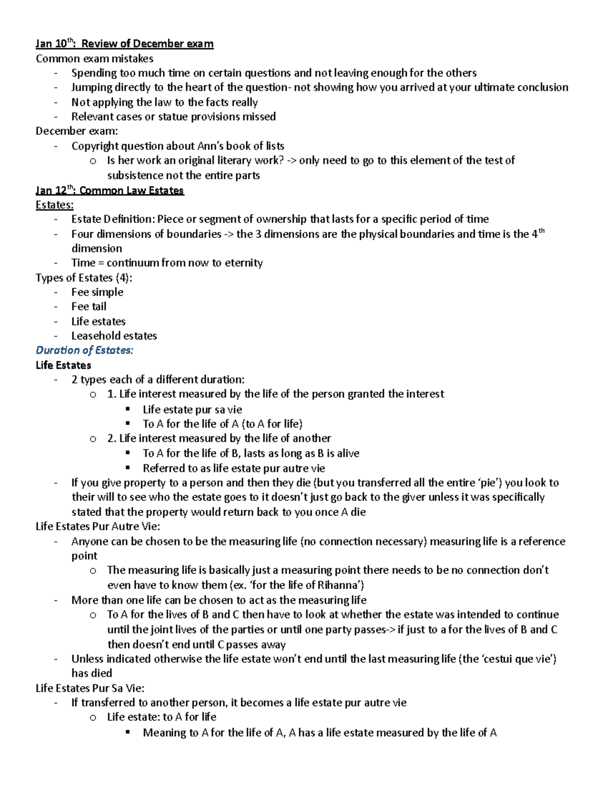 231 sem 2 - 231 sem 2 property law exam CANS - Jan 10th: Review of ...