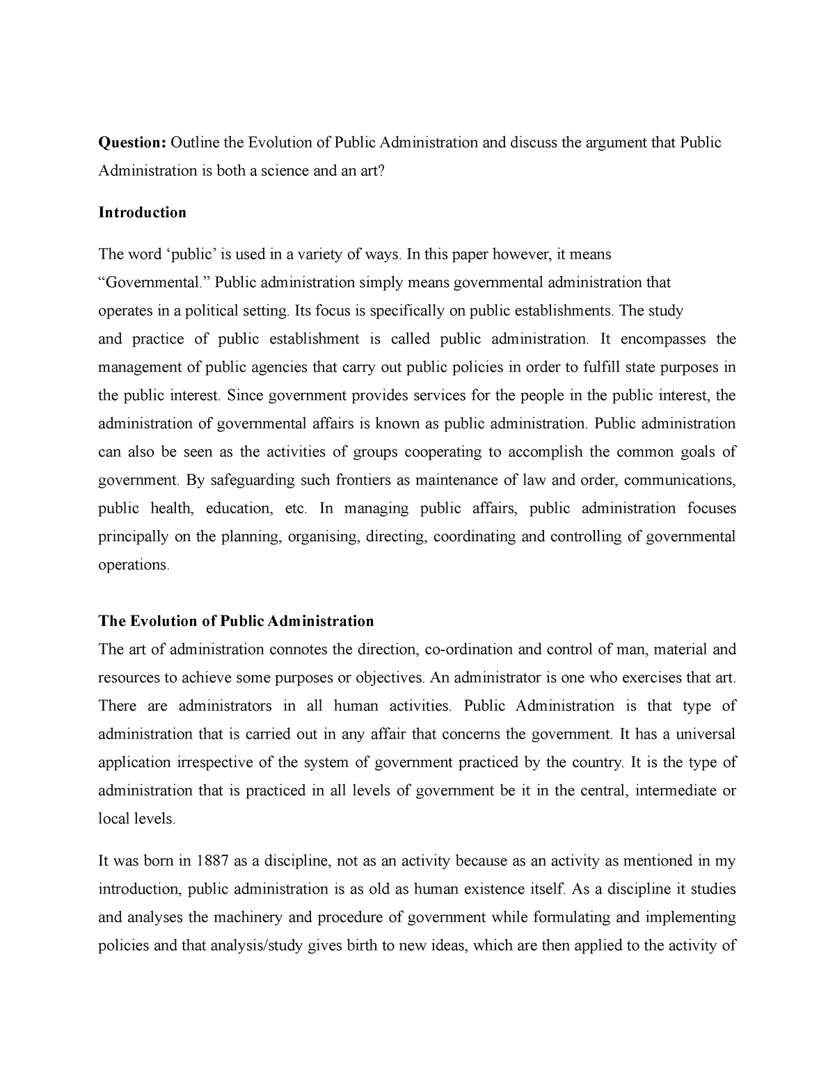 thesis of public administration