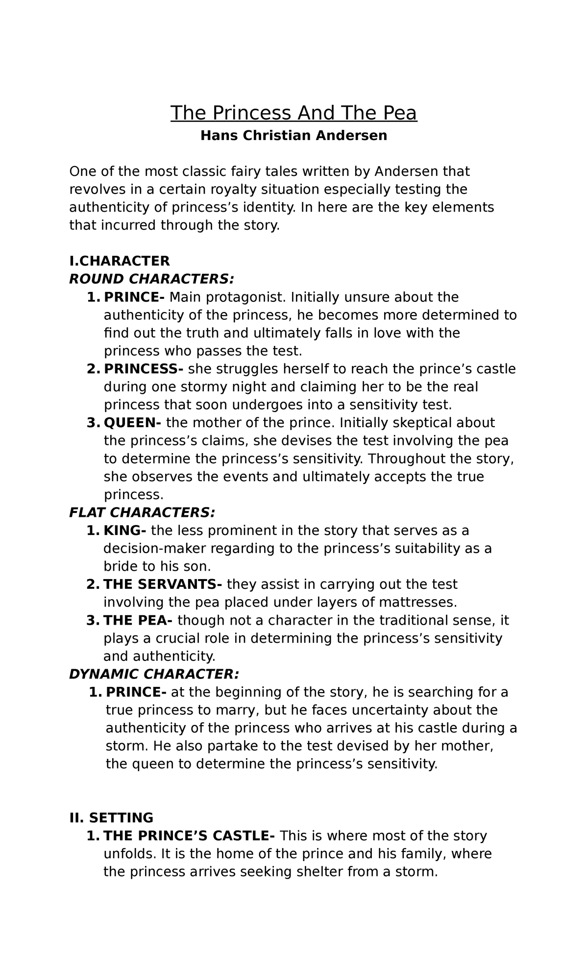 Princess and the Pea - The Princess And The Pea Hans Christian Andersen ...