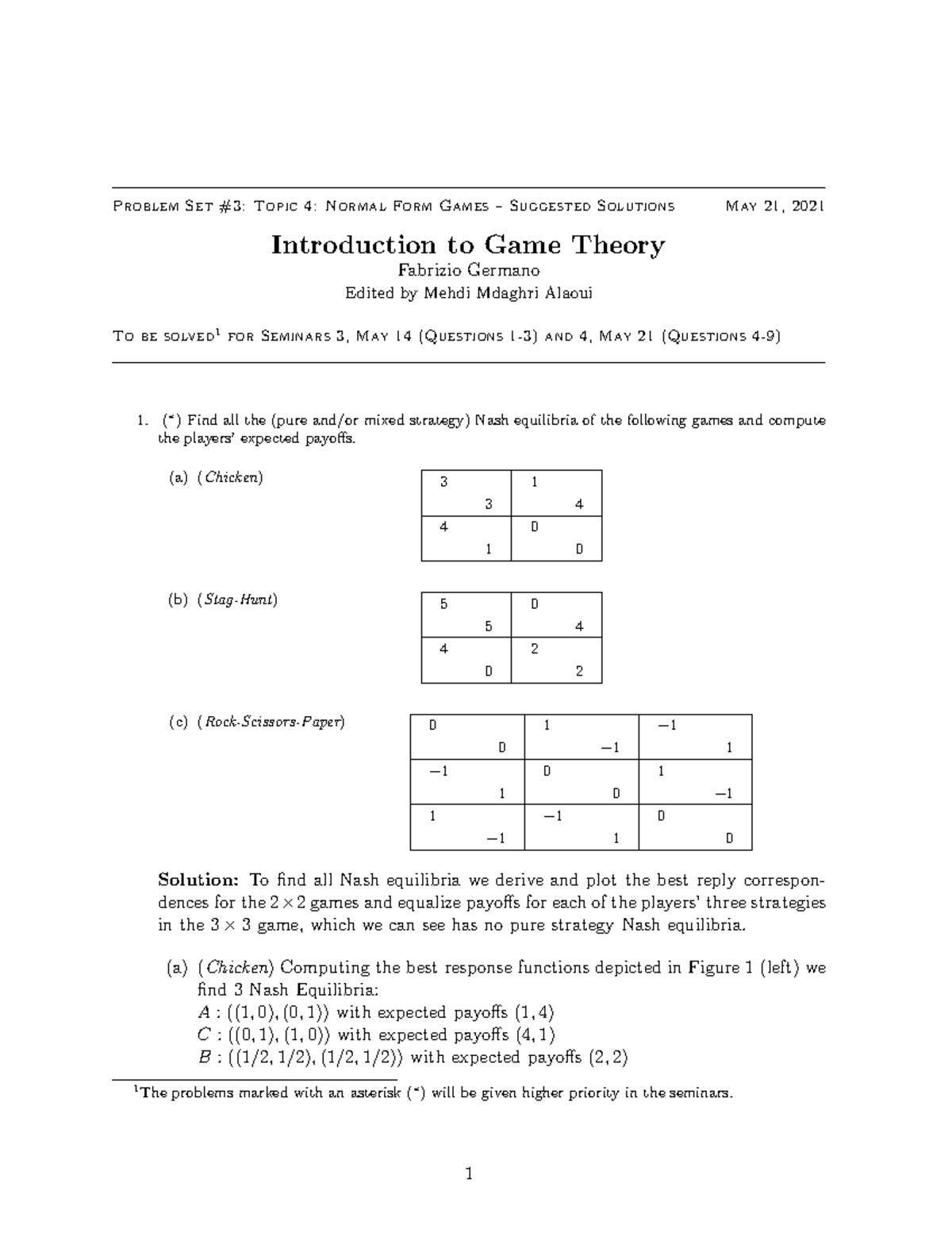 Solutions to Problem Set #3 - Problem Set #3: Topic 4: Normal Form ...