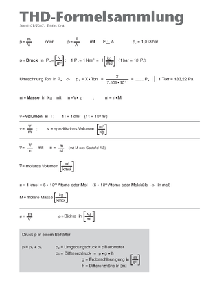 Formelsammlung Thermodynamik - - Studocu