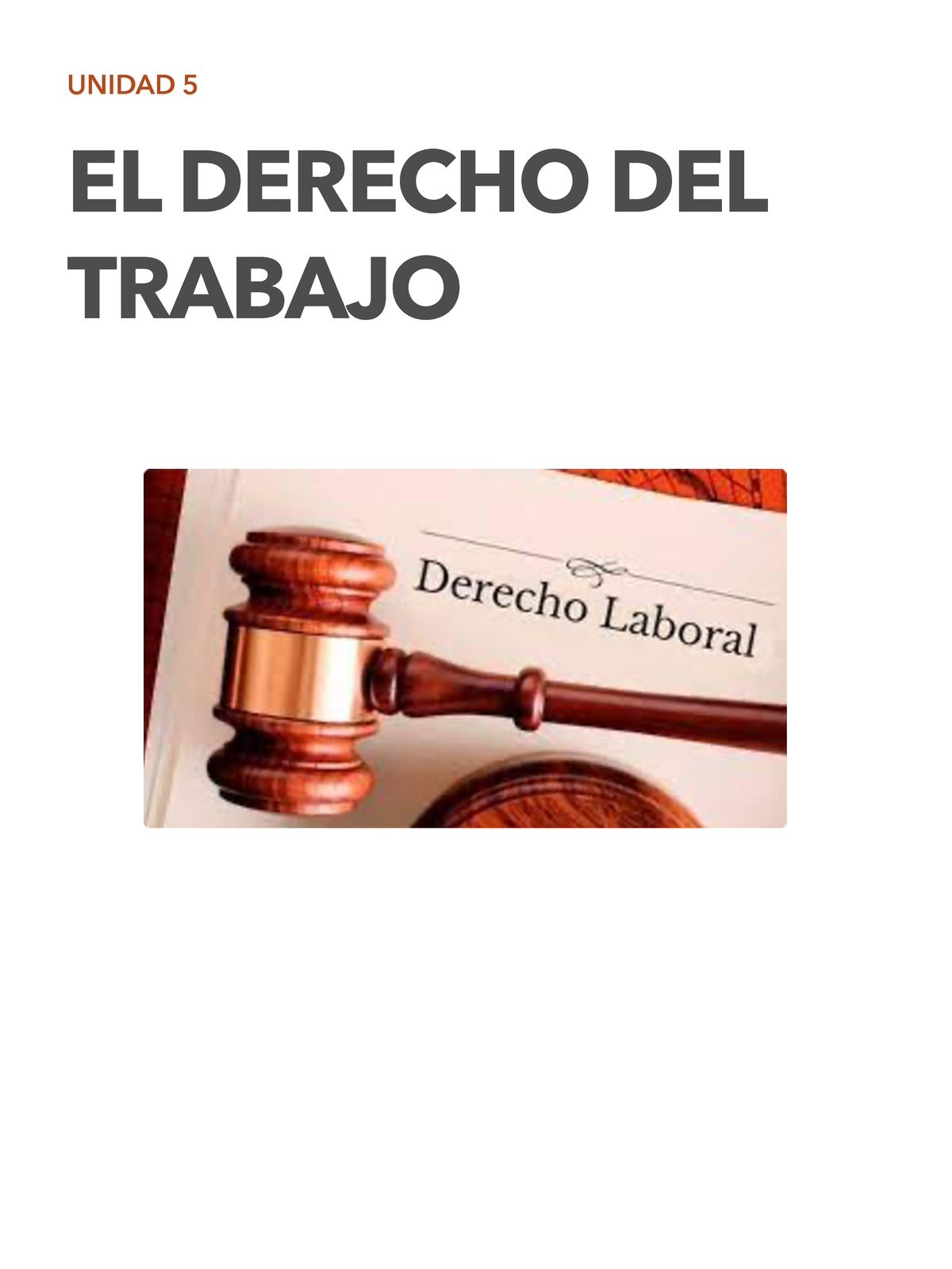 Tema 5- El Derecho Laboral - UNIDAD 5 EL DERECHO DEL TRABAJO 1 ...
