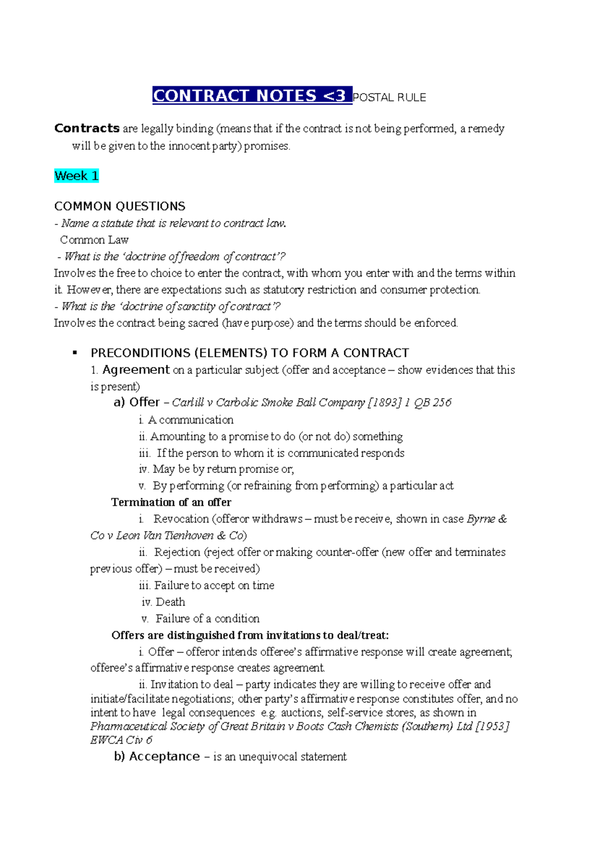 Contract Notes - it is not needed - CONTRACT NOTES