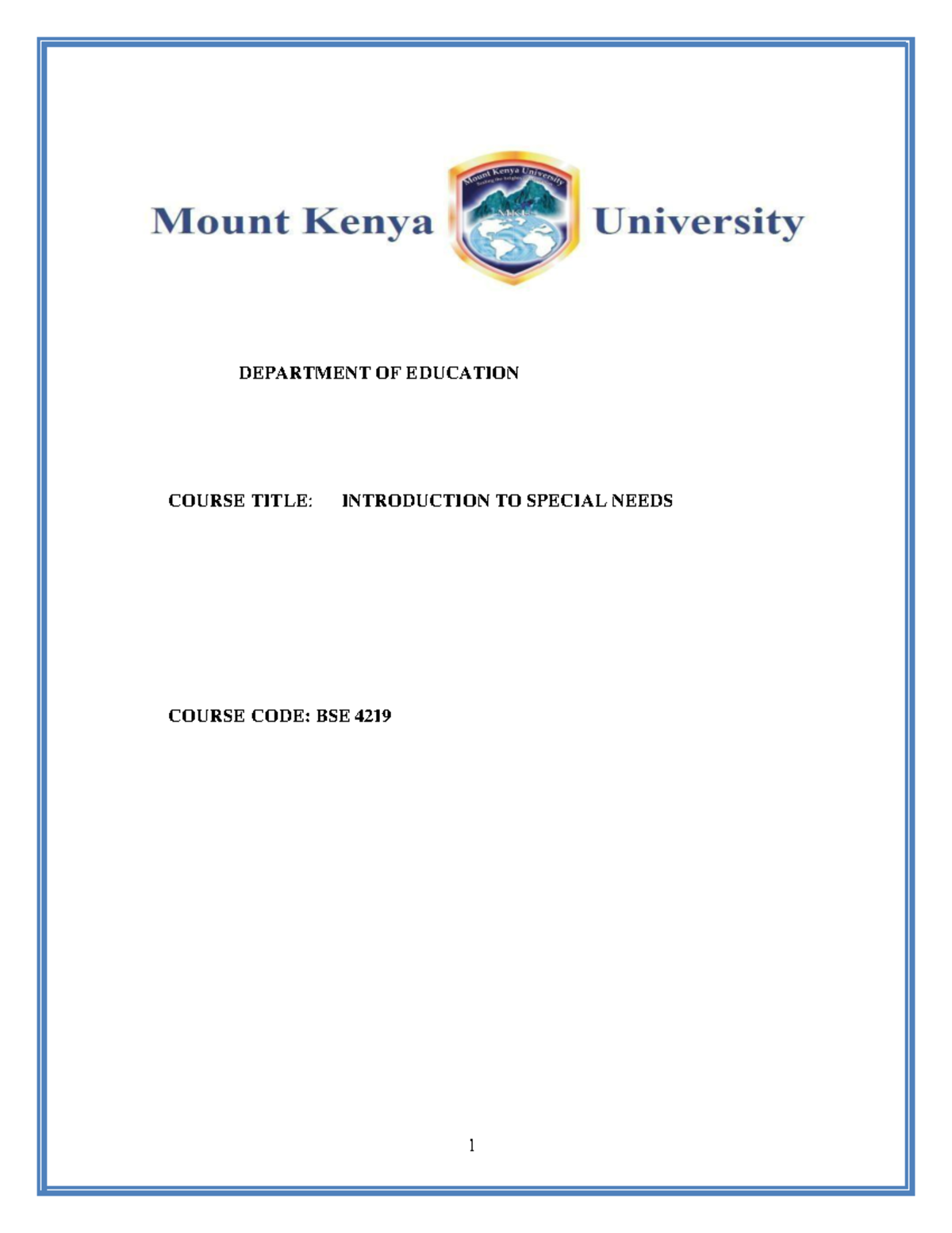 BSE4219 Introduction+TO+ Special+ Needs - DEPARTMENT OF EDUCATION ...
