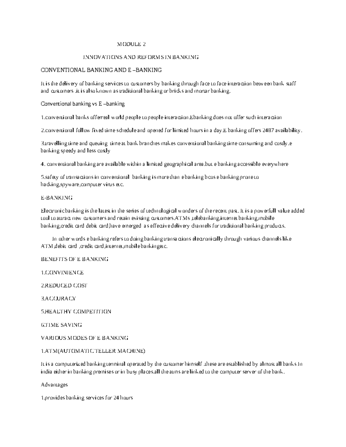 Module 2 - Good ji - MODULE 2 INNOVATIONS AND REFORMS IN BANKING ...