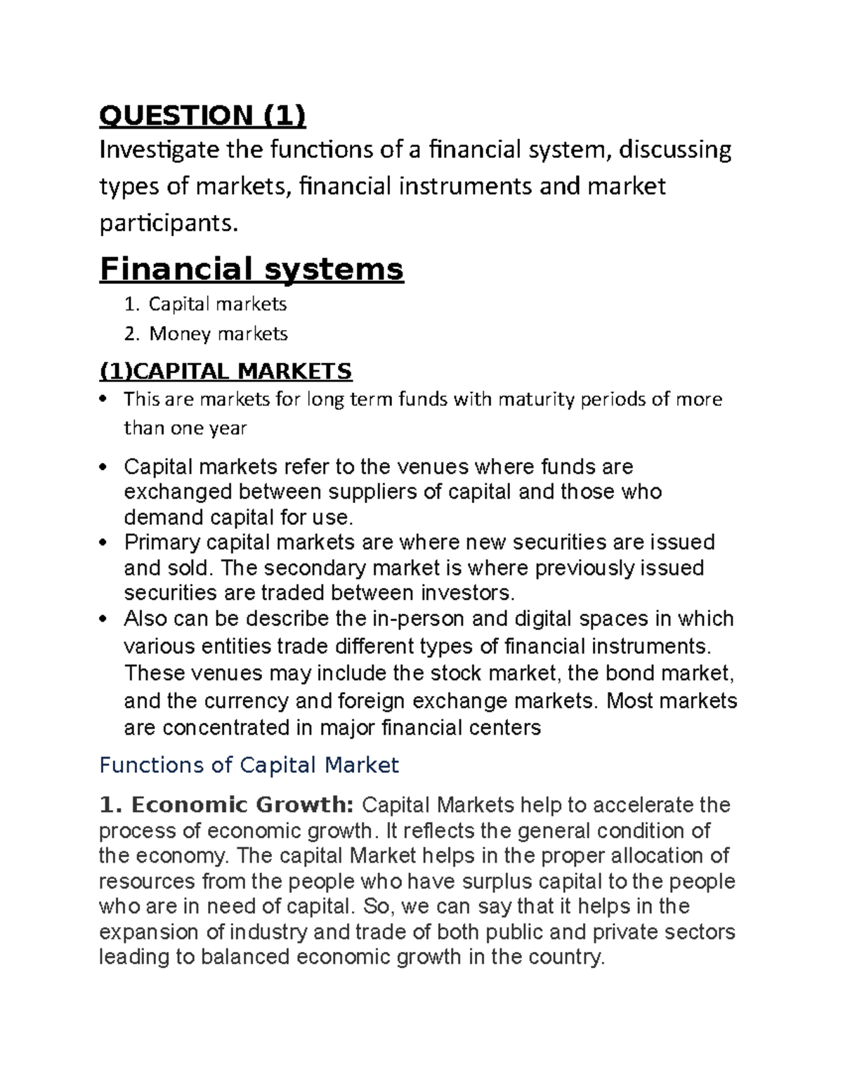 Finance assigments - question - QUESTION (1) Investigate the functions ...
