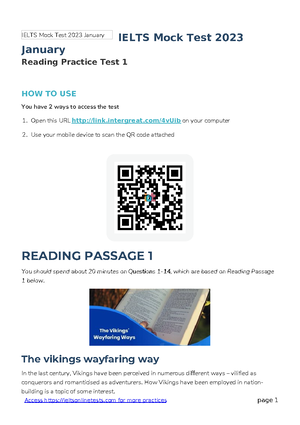 Reading 3 - dfgdfgdfgdfg - IELTS Mock Test 2023 January Reading Practice  Test 3 HOW TO USE You have - Studocu