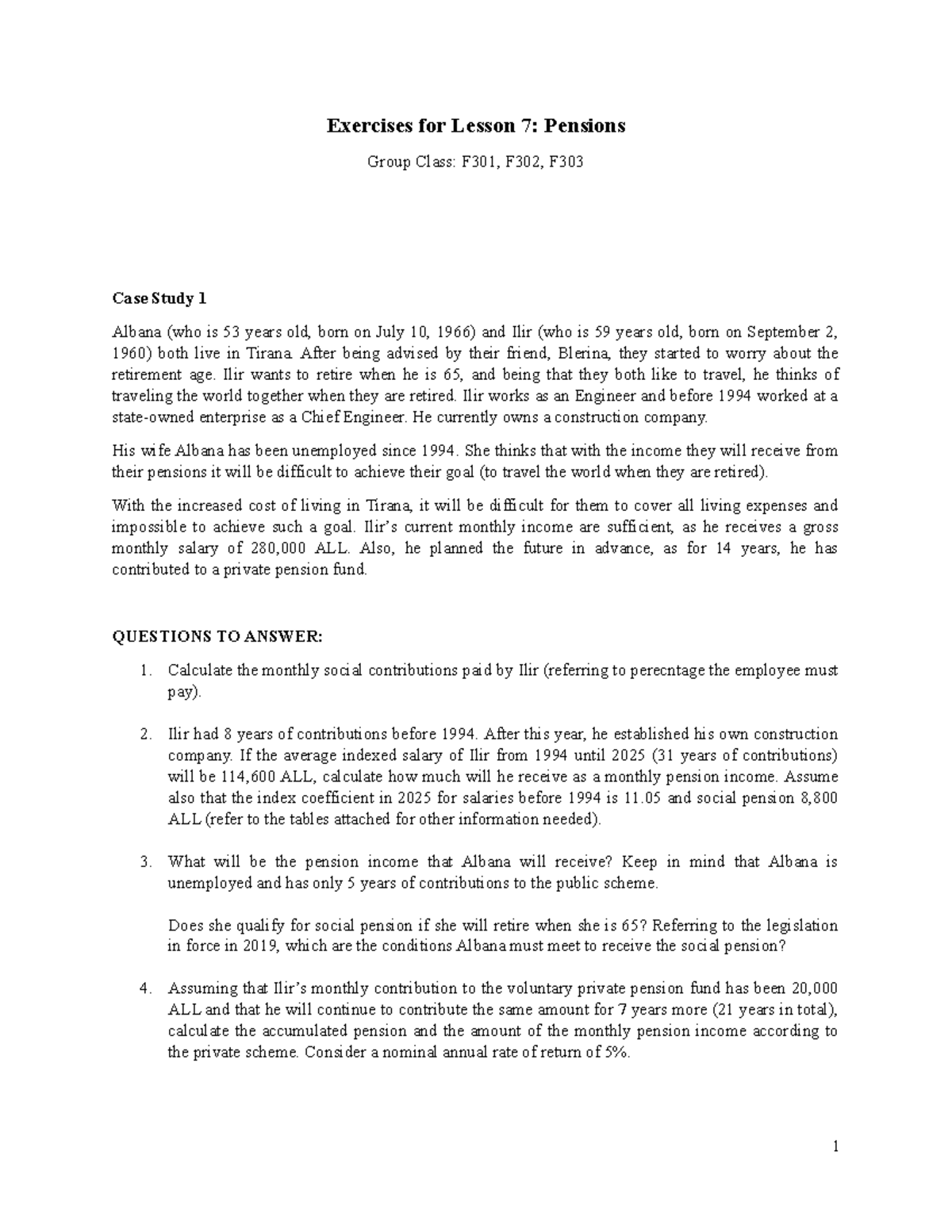 Lecture 7-Questions-Exercises-Pensions - Exercises for Lesson 7 ...