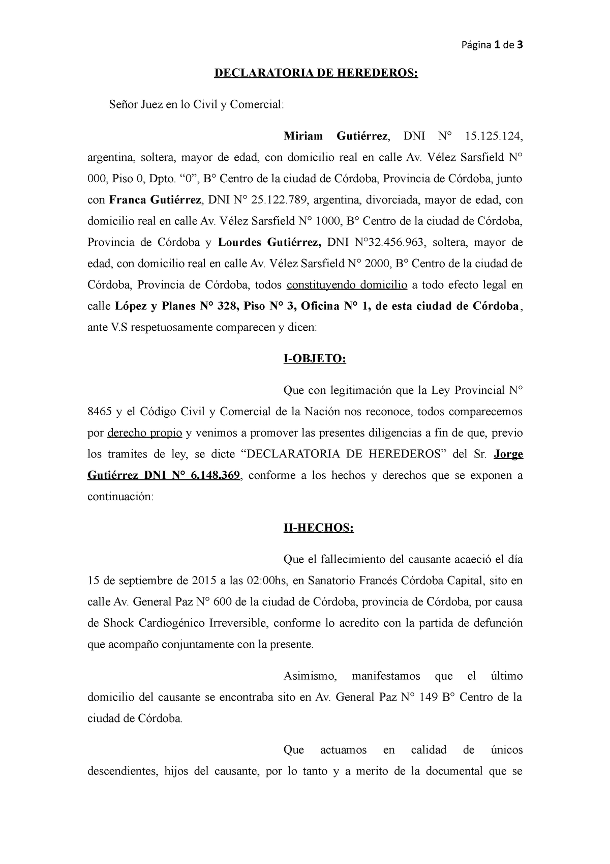 Trabajo Practico 1 Sucesiones-declaratoria - Página 1 De 3 DECLARATORIA ...