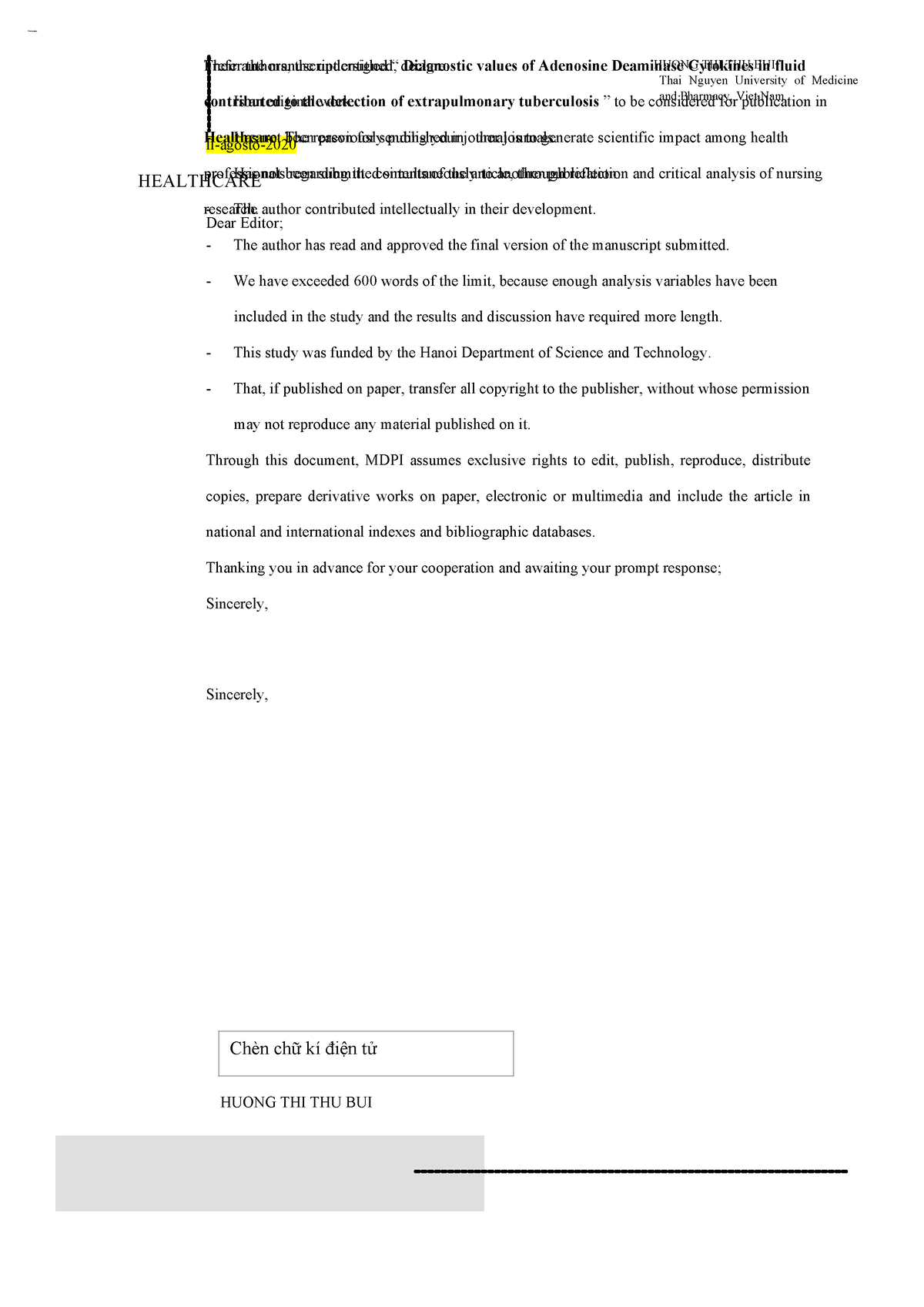 cover letter template mdpi