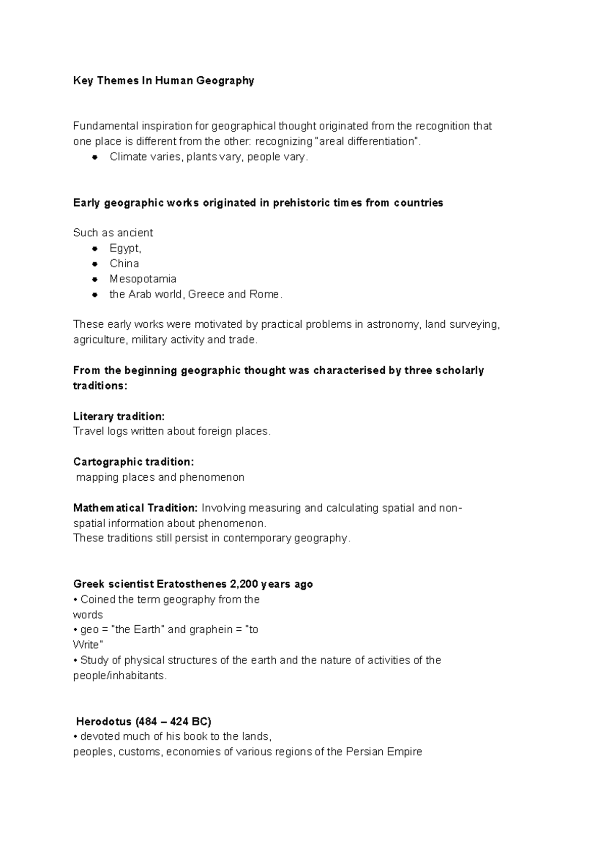 sumary notes for the module - Key Themes In Human Geography Fundamental ...
