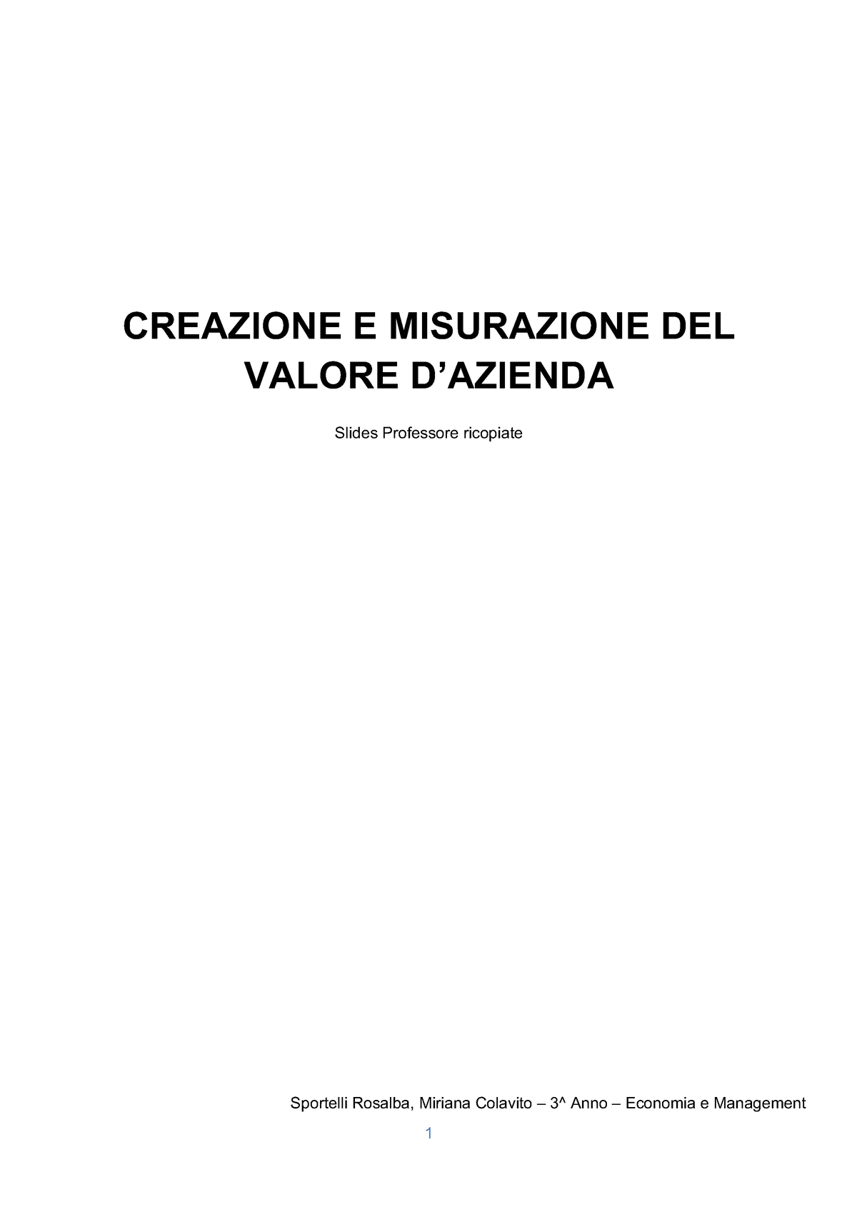 Appunti Cd G bil ecc - MISURAZIONE DELL'OUTPUT La misurazione della  performance nelle aziende - Studocu