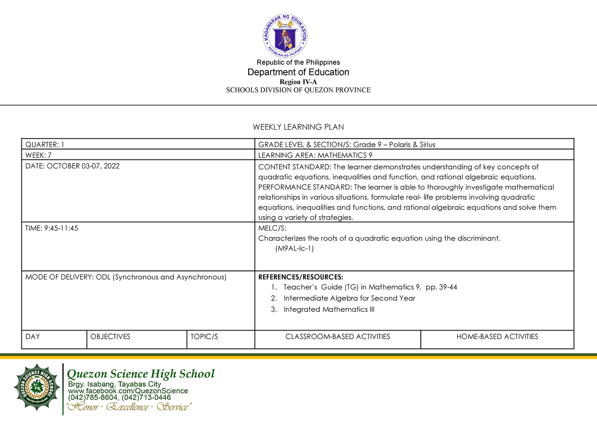 Copy - WLP - Republic of the Philippines Department of Education Region ...