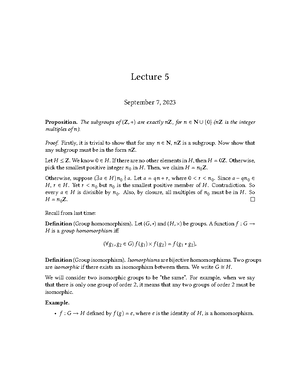 Lecture 1-2 - Lecture 1 August 24, 2023 Definition (Set). A set is a ...