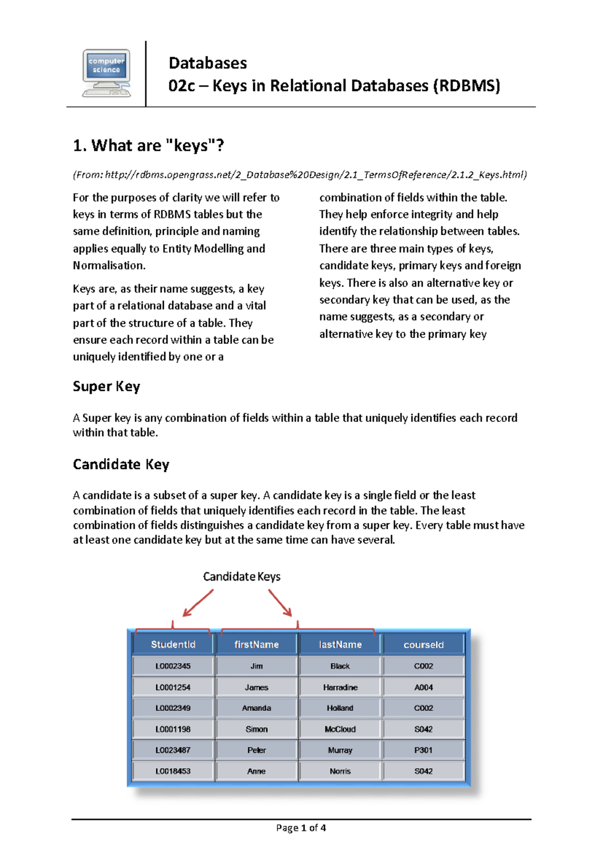 -04- Databases 02c - Keys in Rdbms 2 - Databases 02c – Keys in ...