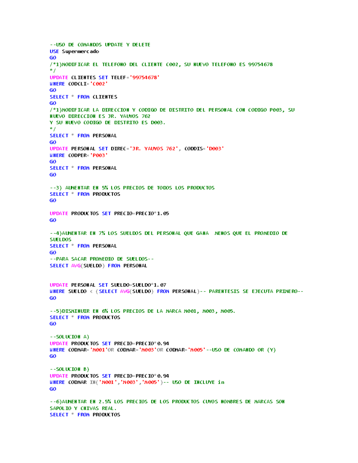 Clase 1A-USO DE Comandos Update Y Delete -USO DE COMANDOS UPDATE Y ...
