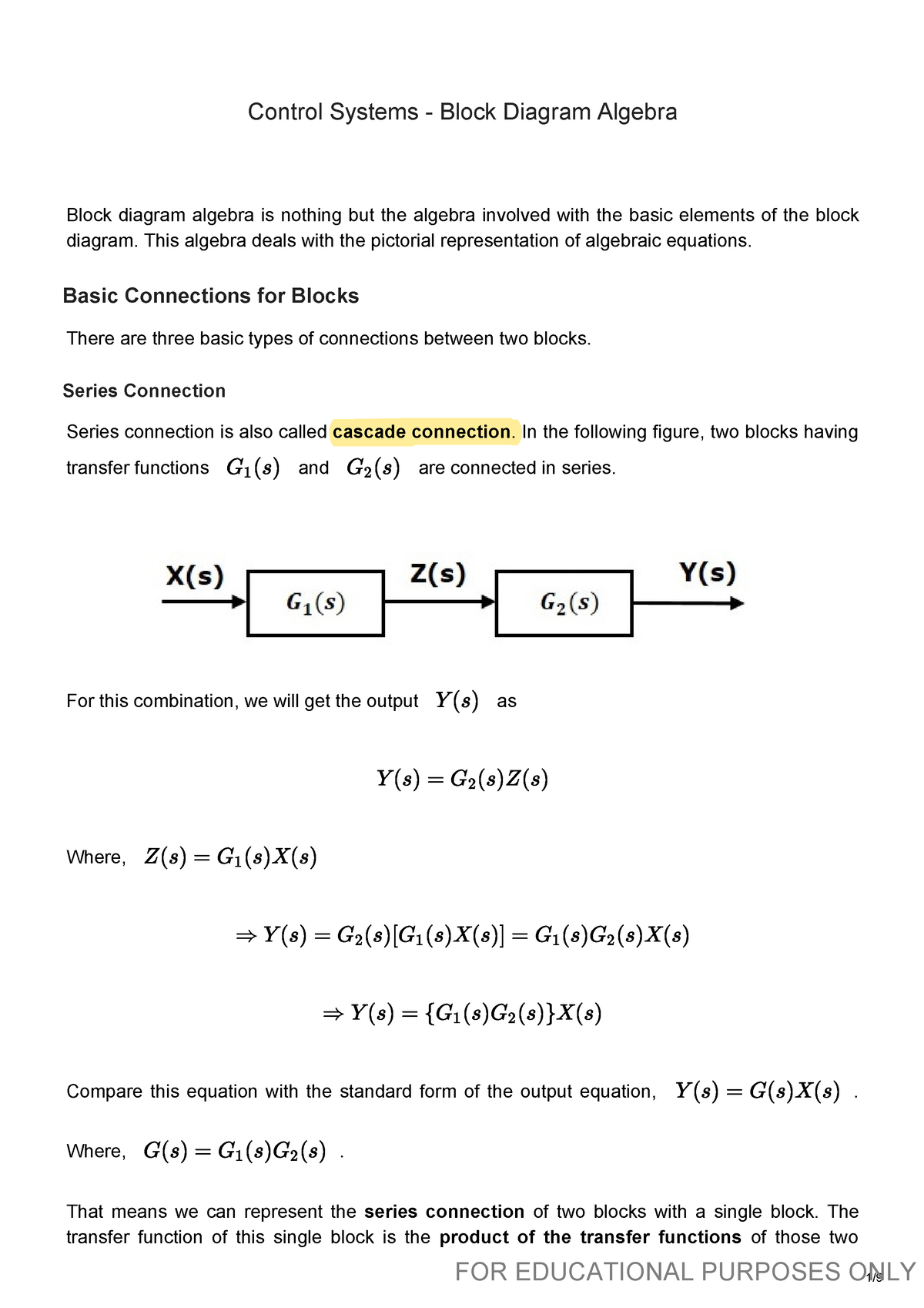 MEng147-Control-Engineering-Notes - Control Systems - Block Diagram ...