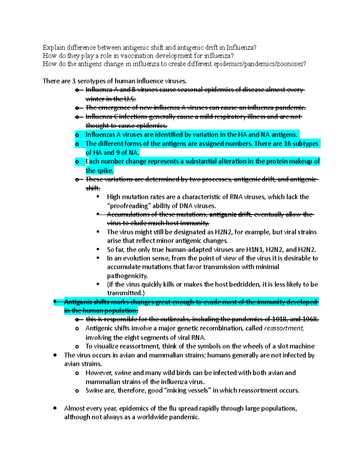 Product Vision and Goals Explain difference between antigenic shift