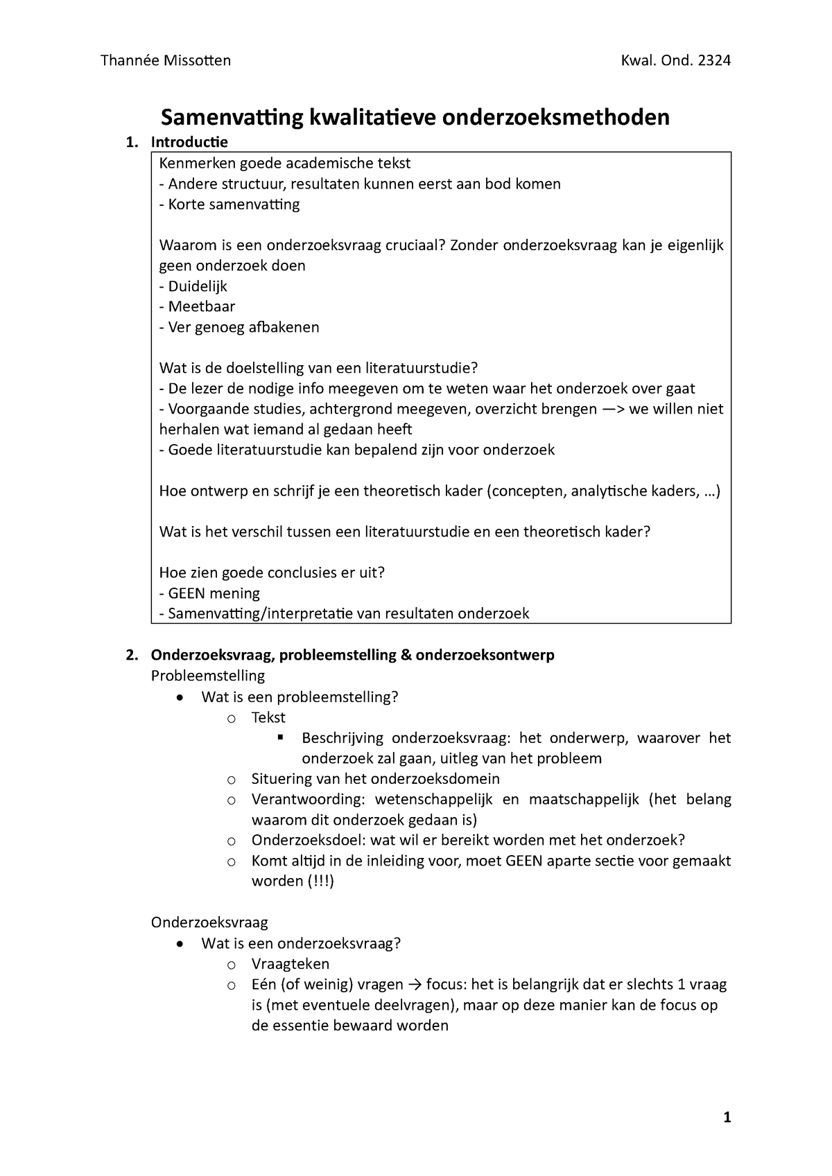 Samenvatting Kwalitatieve Onderzoeksmethoden - Samenvatting ...