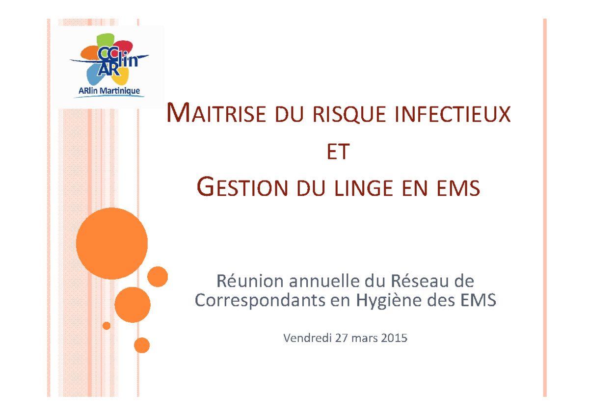 Gestion Du Linge - Notes - MAITRISE DU RISQUE INFECTIEUX ET GESTION DU ...